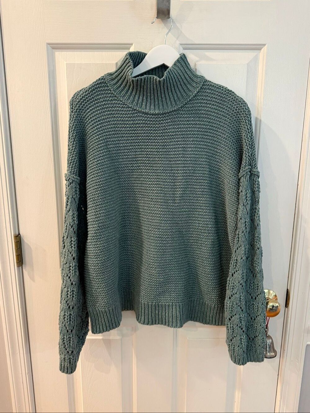 Universal Thread Light Teal Mixed Knit Mock Neck Sweater sz XXL EUC